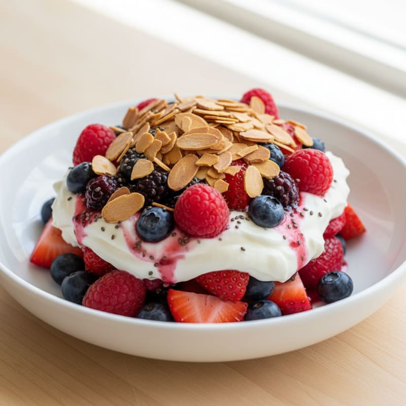 Greek Yogurt Protein Parfait with Mixed Berries