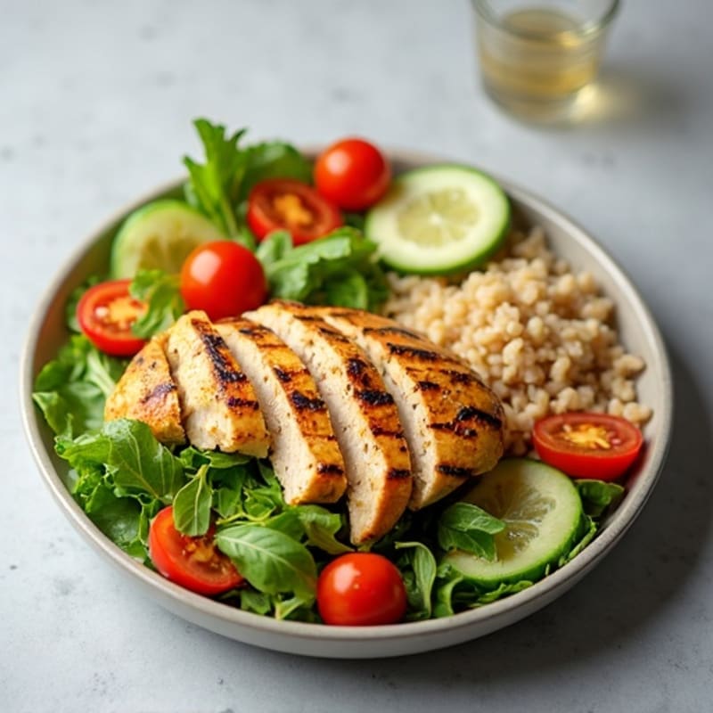 Grilled Chicken and Avocado Salad with Brown Rice
