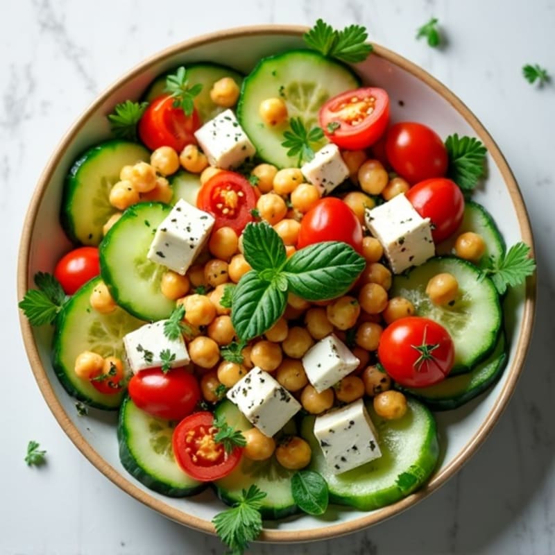 Fresh Cucumber Tomato Salad with Herb-Marinated Feta