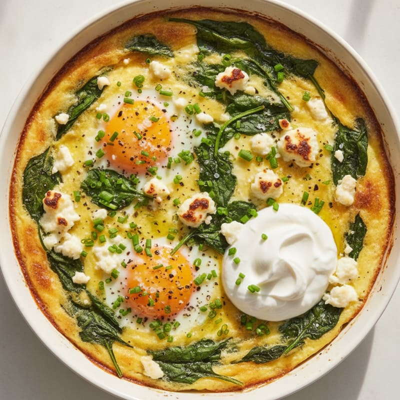 Baked Eggs with Spinach and Feta
