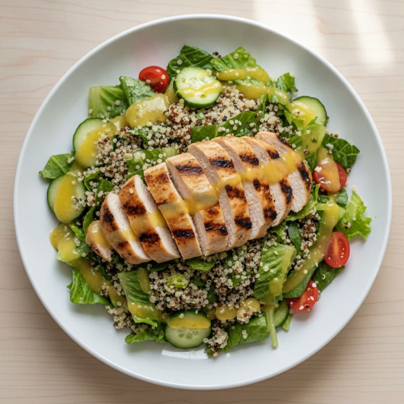 Grilled Chicken Breast with Crisp Romaine and Quinoa Salad