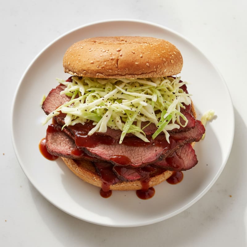 Smoky Brisket Sandwich with Tangy Slaw