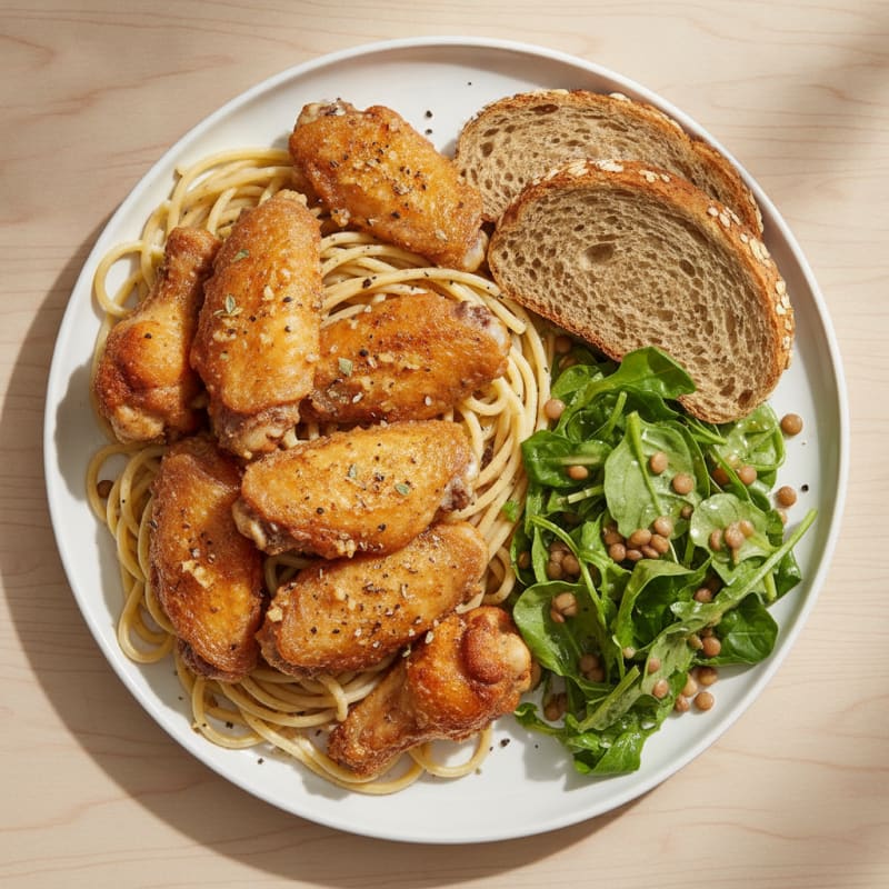 Garlic Butter Chicken Wing Spaghetti