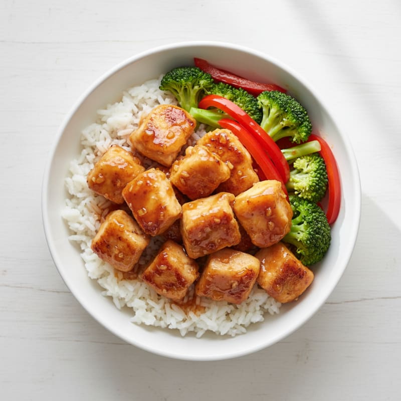 Crispy Honey-Garlic Chicken Bowls