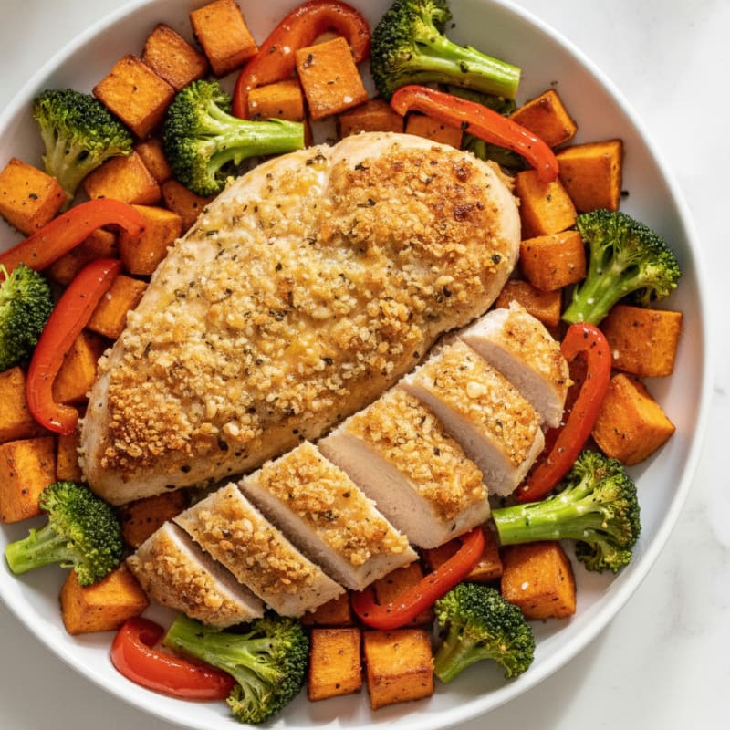 Herb-Crusted Baked Chicken with Roasted Vegetables