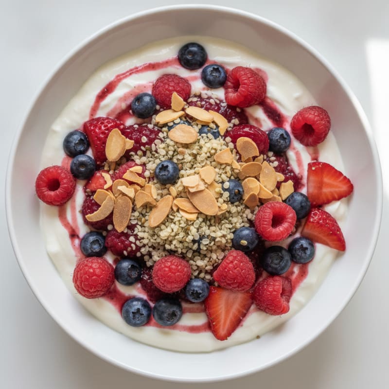 Greek Yogurt Protein Parfait with Mixed Berries
