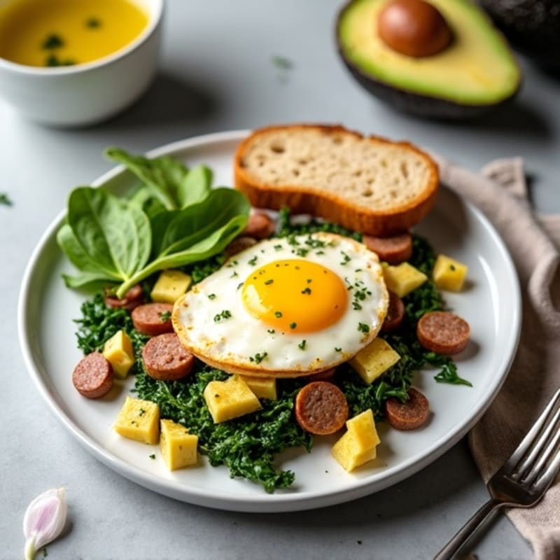 Egg White and Turkey Sausage Scramble with Spinach