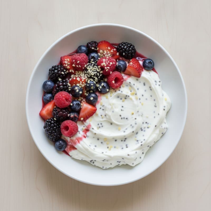 Creamy Greek Yogurt Protein Pudding with Mixed Berries
