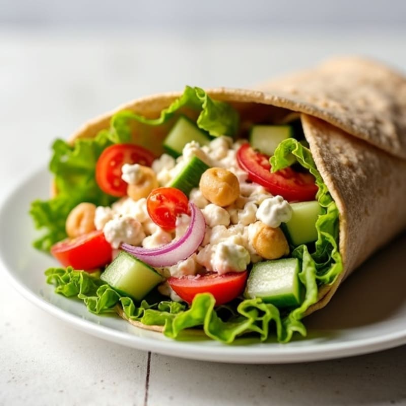 Fresh Tuna Salad Whole Wheat Wrap with Crisp Veggies