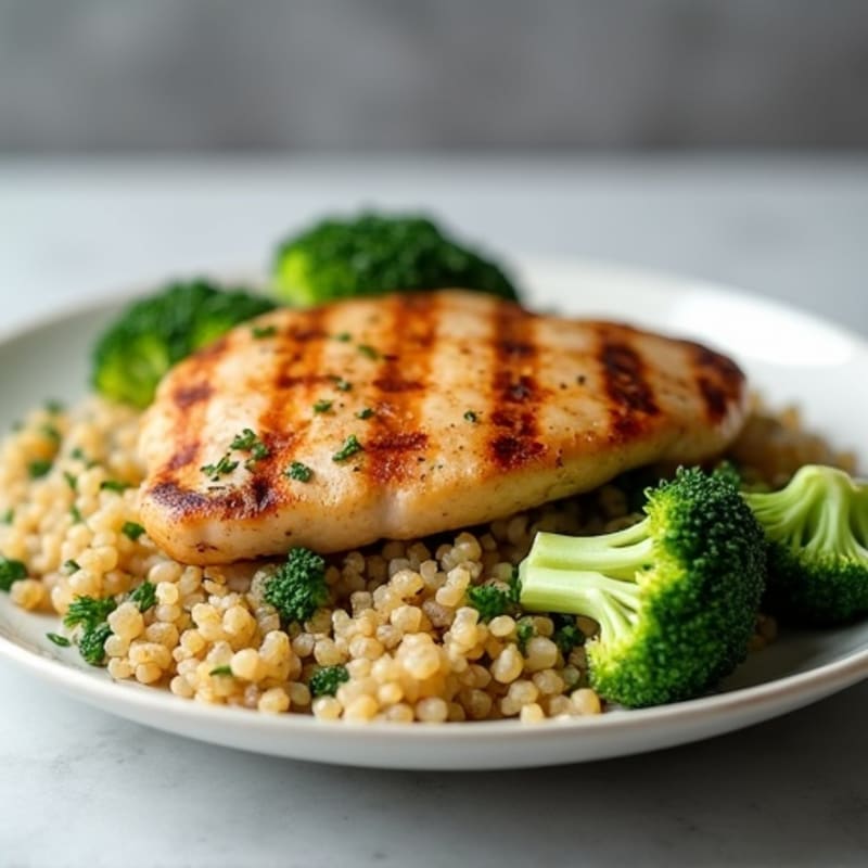 Grilled Chicken Breast with Quinoa and Steamed Broccoli