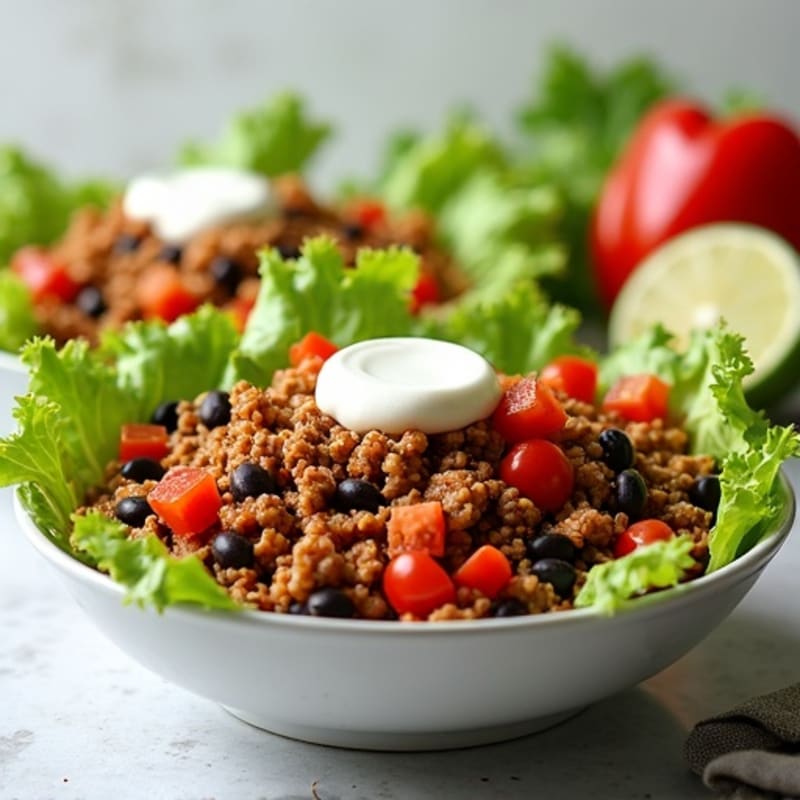 Lean Spiced Ground Chicken Taco Bowls