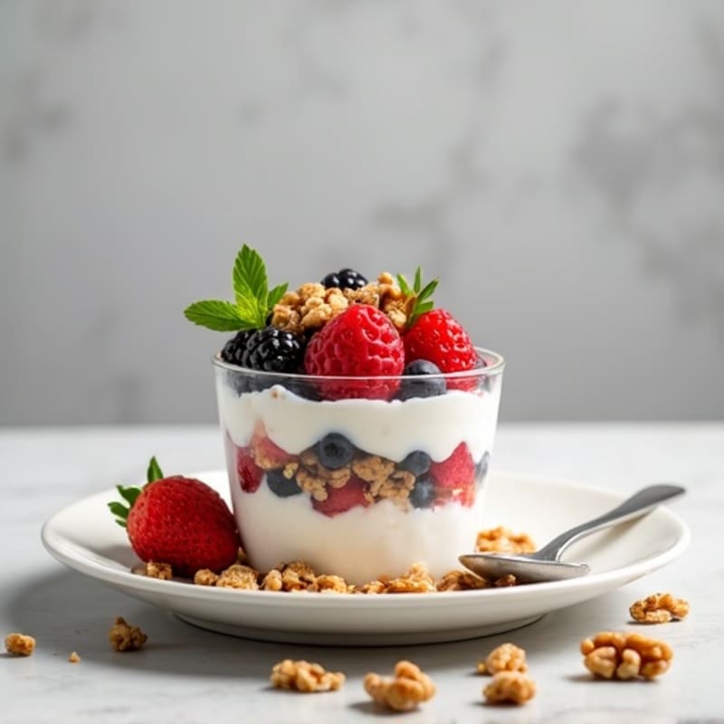 Creamy Greek Yogurt Parfait with Mixed Berries and Almond Butter
