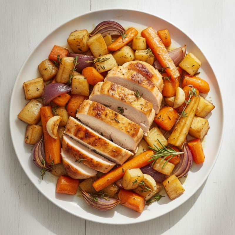 Garlic Herb Roasted Chicken with Root Vegetables