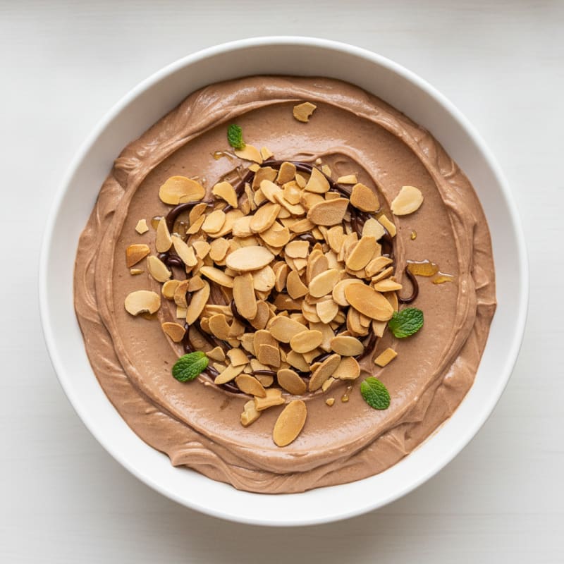 Cottage Cheese Protein Pudding with Cocoa and Almonds