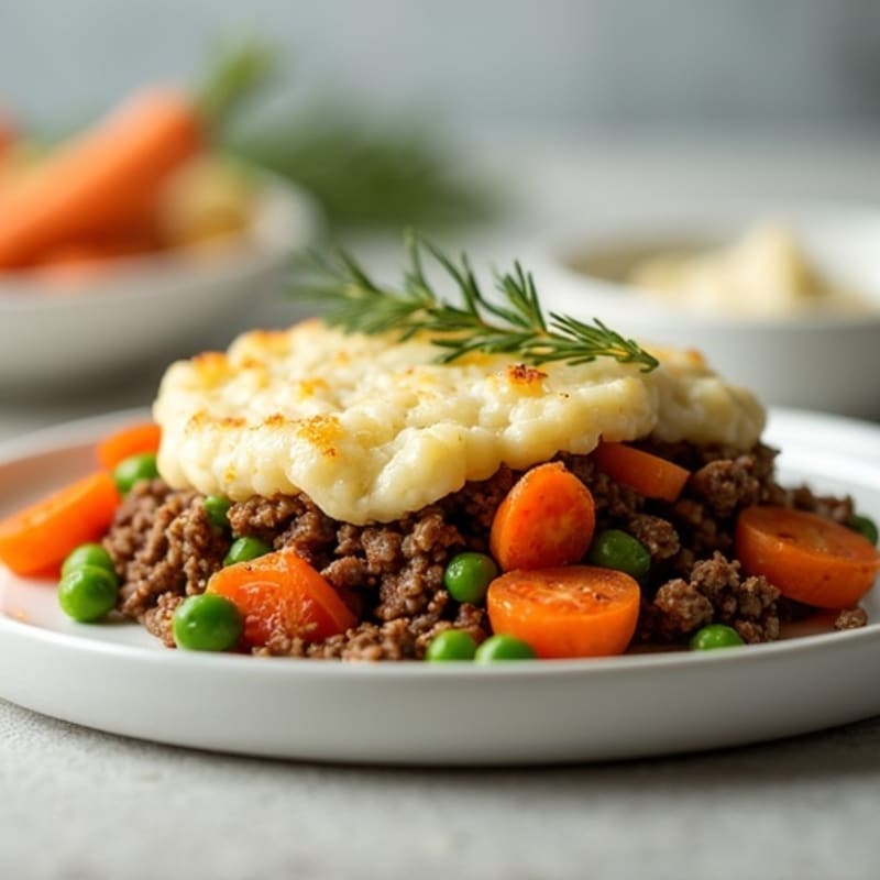 Lean Ground Beef Shepherd's Pie with Savory Roasted Vegetables and Creamy Cauliflower Topping