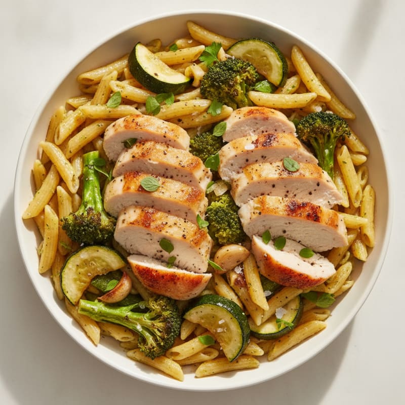 Garlic Herb Pasta with Roasted Vegetables