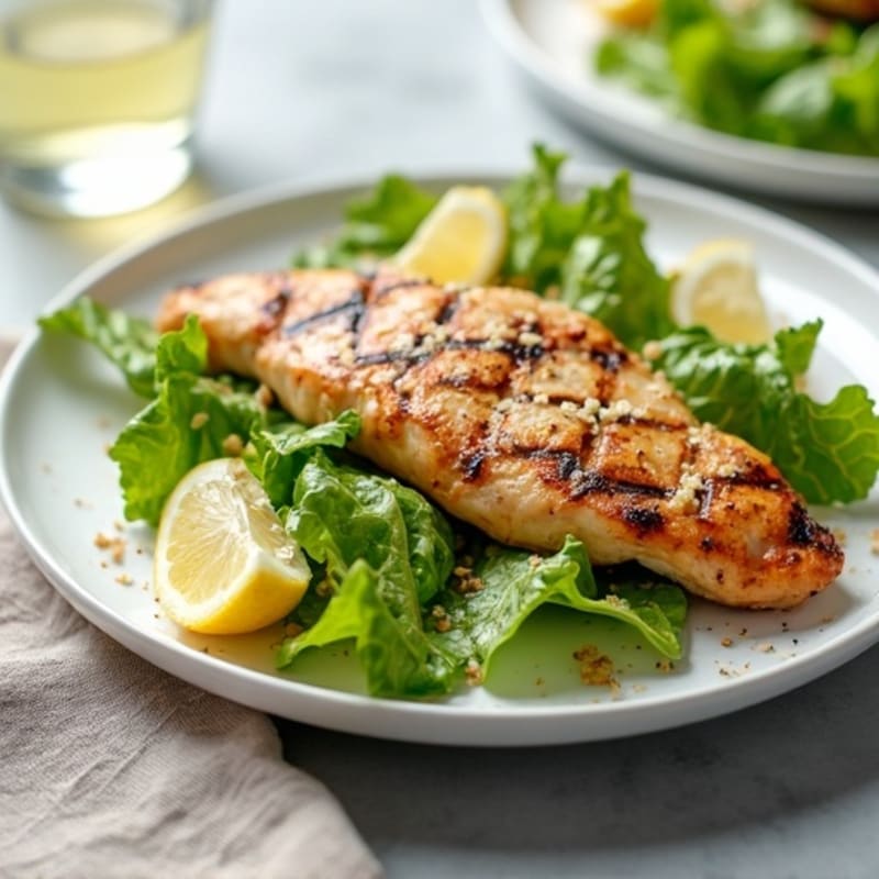 Grilled Chicken Caesar Salad with Crispy Romaine