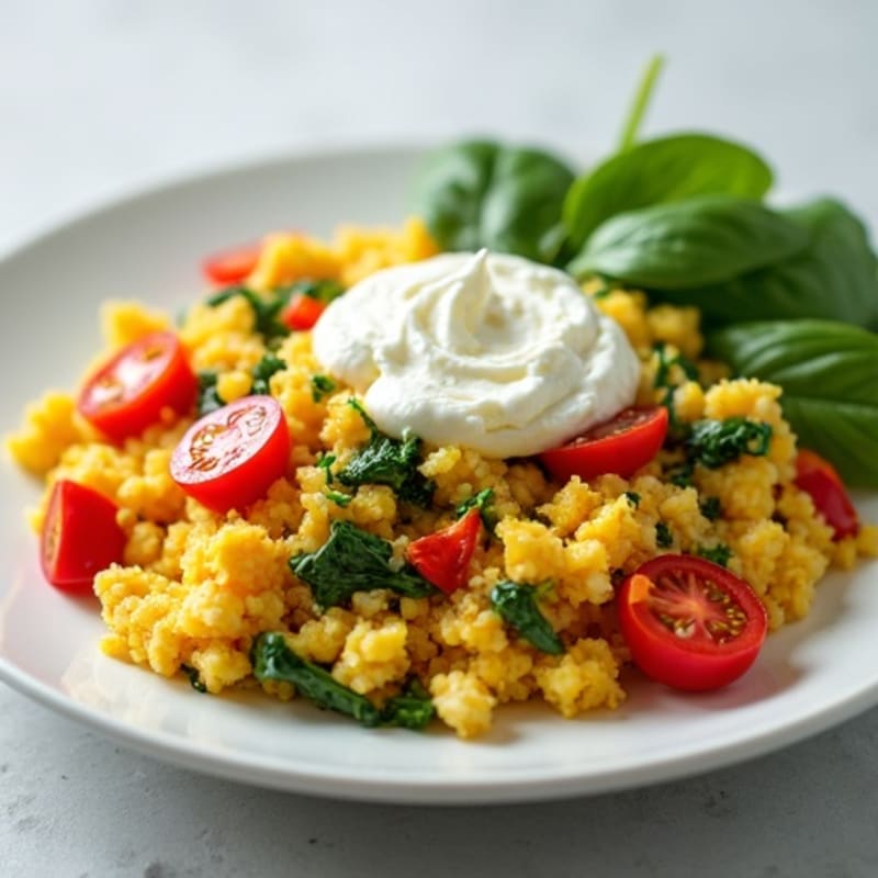 Egg White Veggie Scramble with Cottage Cheese
