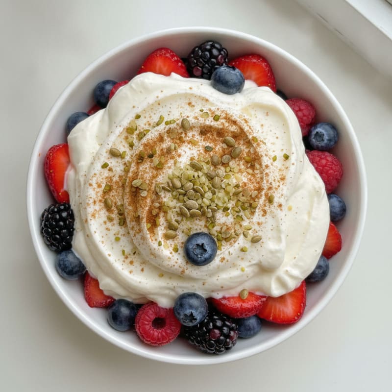 Greek Yogurt Protein Pudding with Mixed Berries