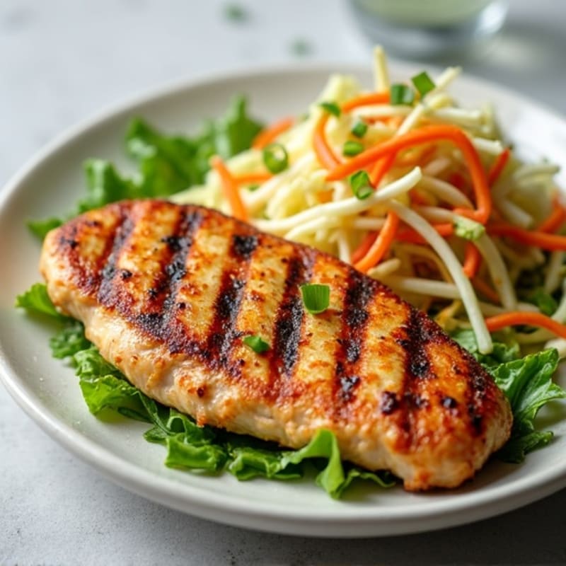 Grilled Chicken Breast with Crunchy Cabbage Slaw