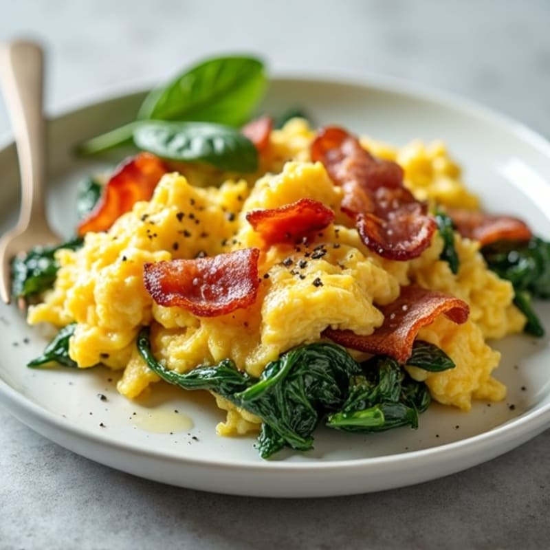 Egg White Scramble with Spinach and Turkey Bacon