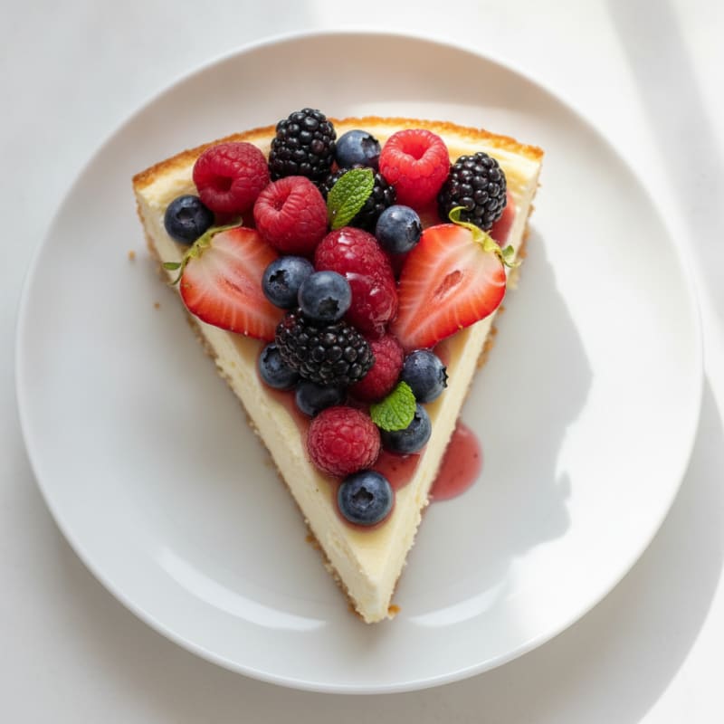 Greek Yogurt Protein Cheesecake with Mixed Berries