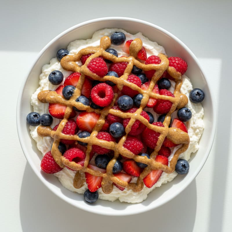 Greek Yogurt Protein Bowl with Mixed Berries and Almond Butter