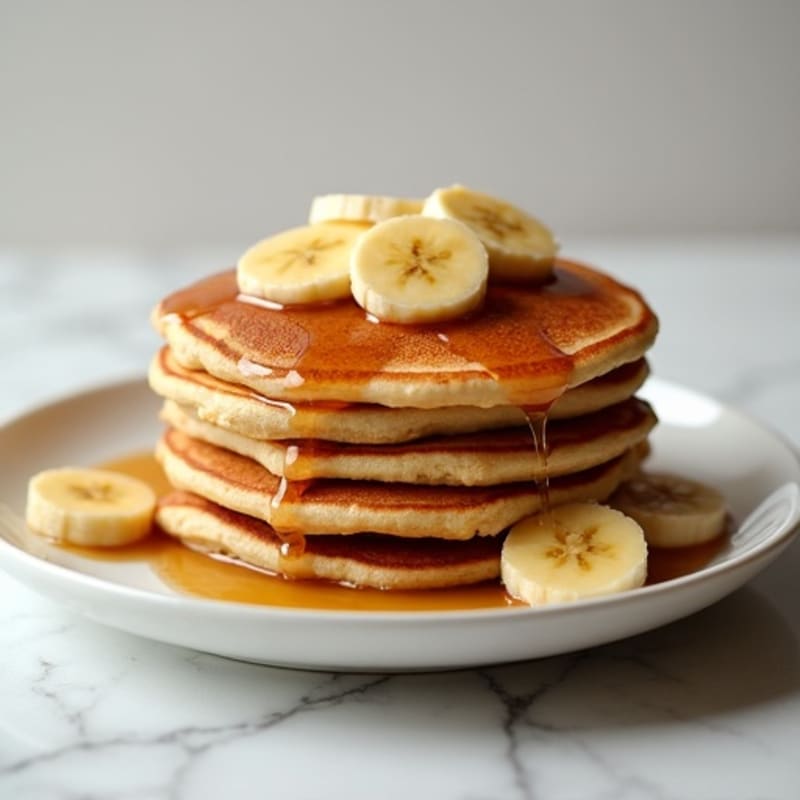 Fluffy Whole Wheat Pancakes with Sweet Caramelized Bananas