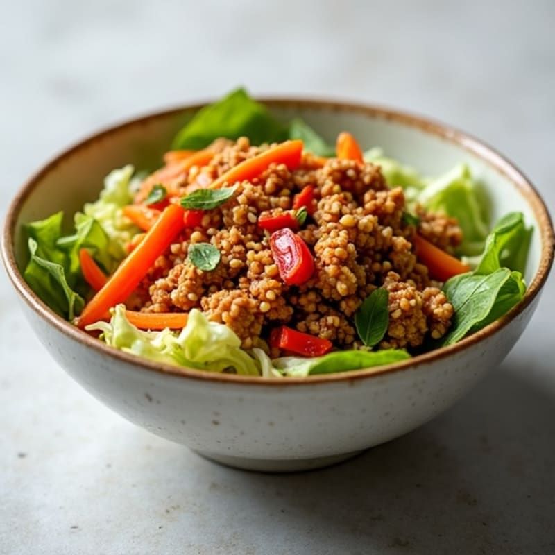 Crispy Sesame Ginger Ground Turkey Cabbage Bowl