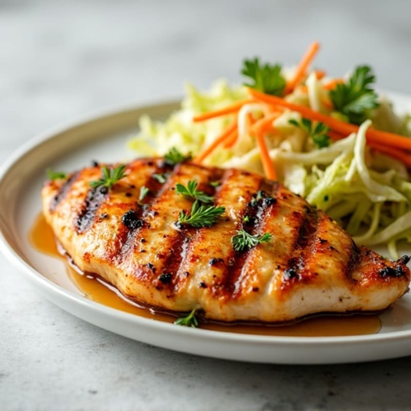Grilled Chicken Breast with Crunchy Cabbage Slaw