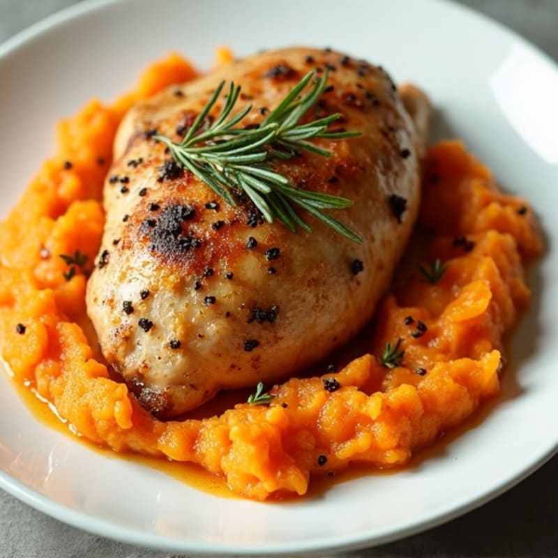Herb-Roasted Chicken with Sweet Potato Mash