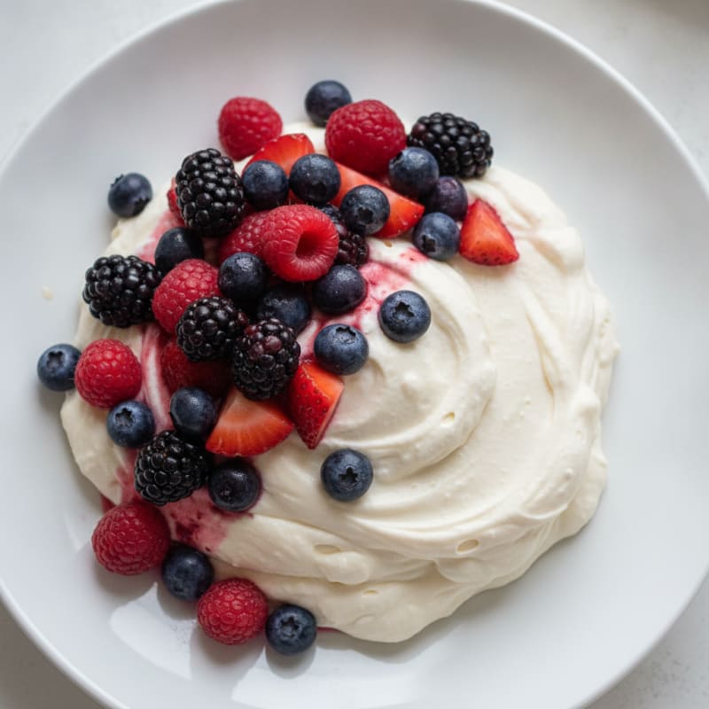 Silky Greek Yogurt Protein Mousse with Mixed Berries