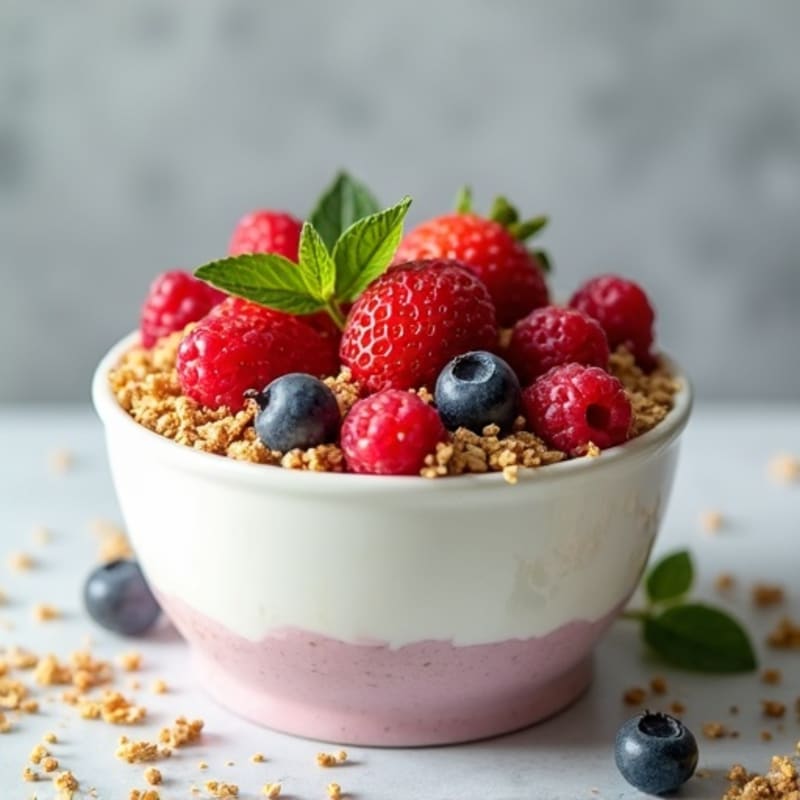 High-Protein Greek Yogurt with Fresh Berries and Crunchy Granola