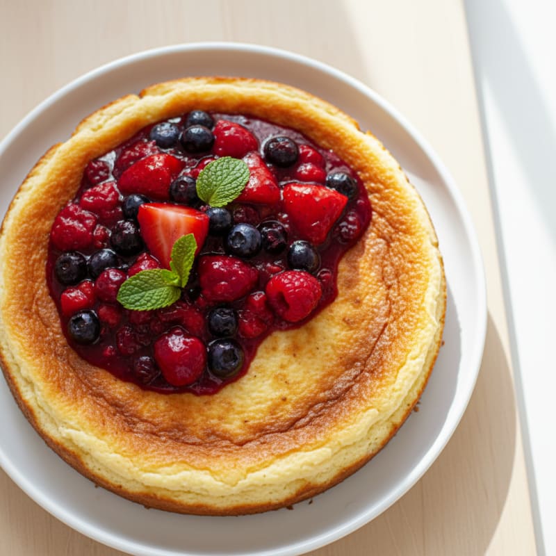 Greek Yogurt Protein Cheesecake with Mixed Berries