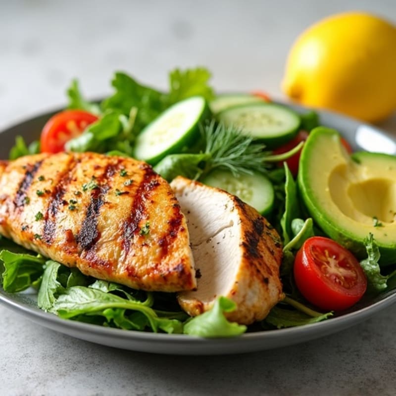 Grilled Chicken Power Salad with Creamy Lemon-Herb Dressing