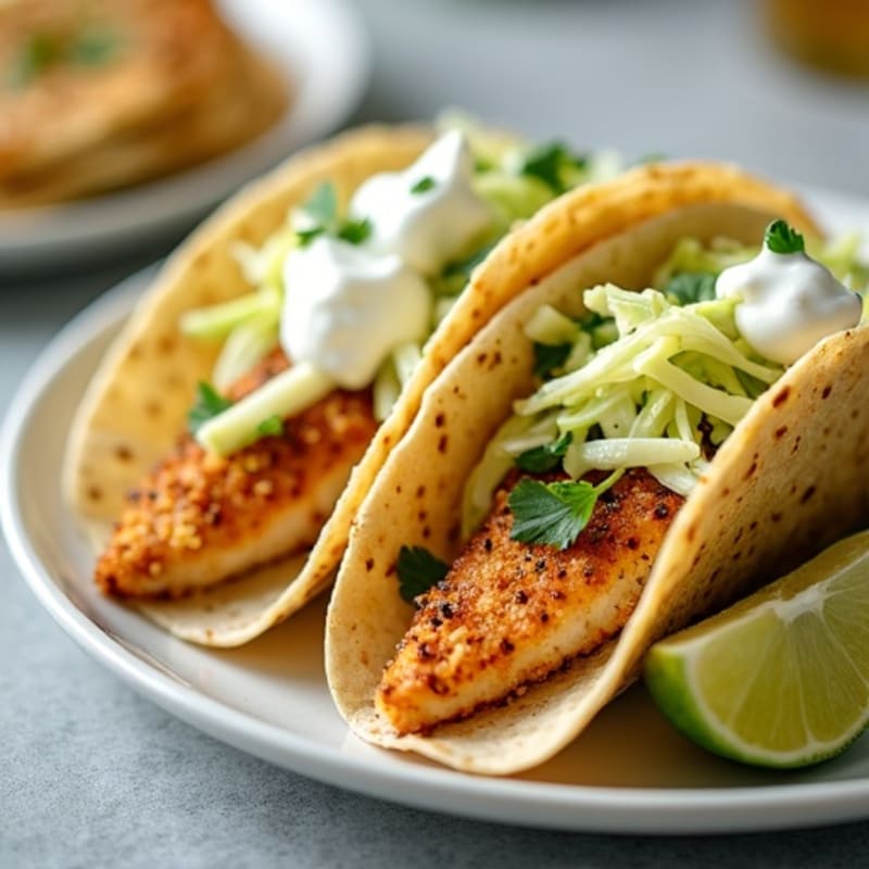 Crispy Baked Fish Tacos with Lime Slaw