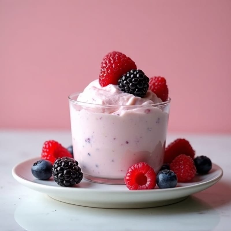 Greek Yogurt Protein Mousse with Mixed Berries