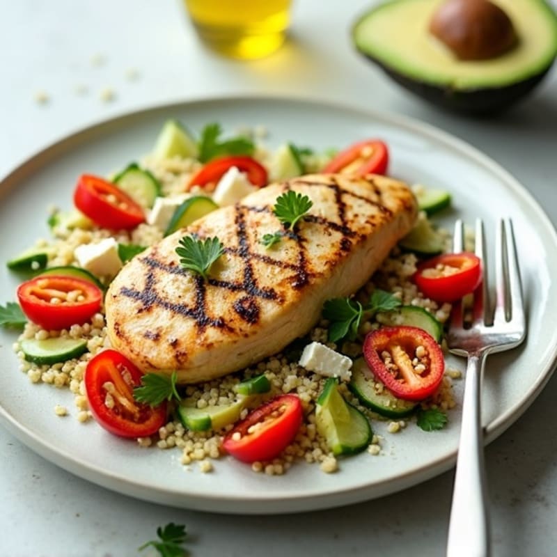 Grilled Chicken Breast with Crunchy Quinoa Salad