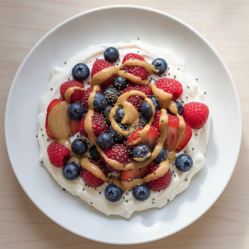 Silky Greek Yogurt Protein Pudding with Mixed Berries