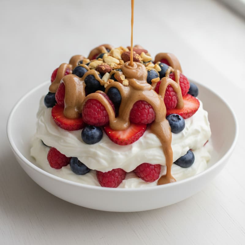 Greek Yogurt Protein Parfait with Mixed Berries and Almond Butter