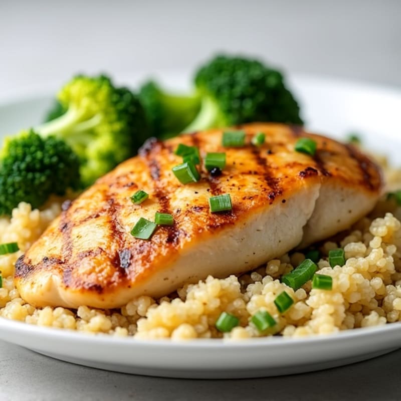 Grilled Chicken Breast with Quinoa and Steamed Broccoli