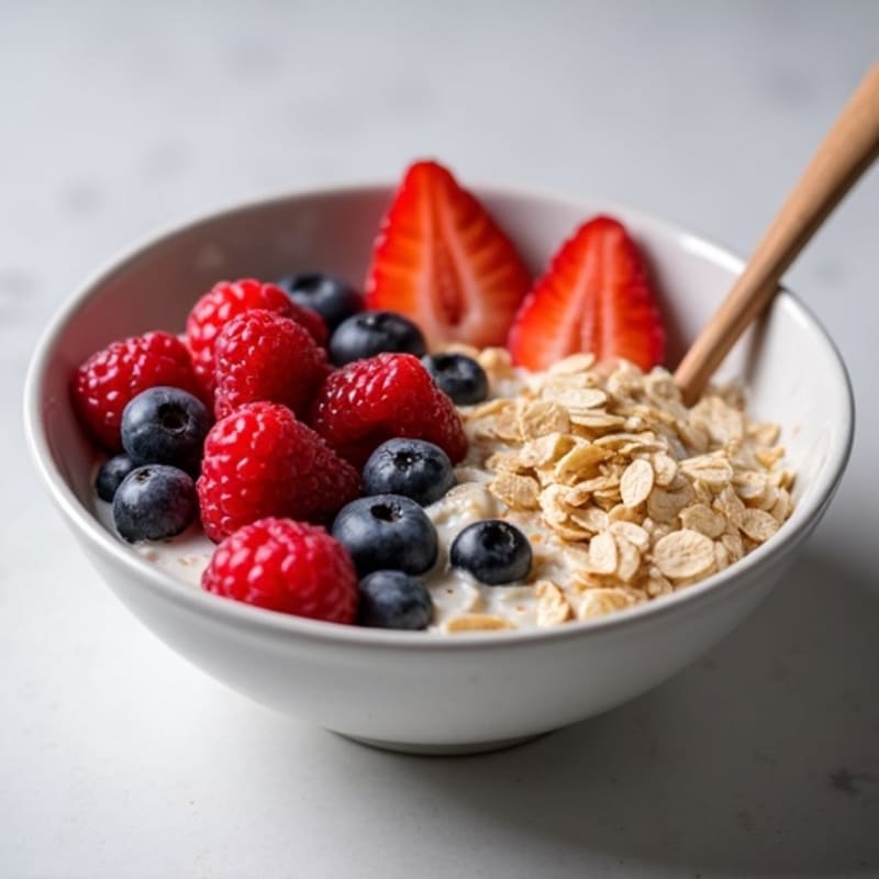 Fluffy Protein Oatmeal Bowl with Fresh Berries