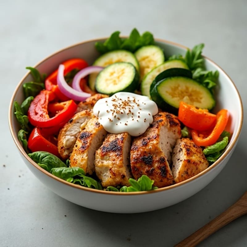Herb-Spiced Chicken Shawarma Bowl with Roasted Vegetables