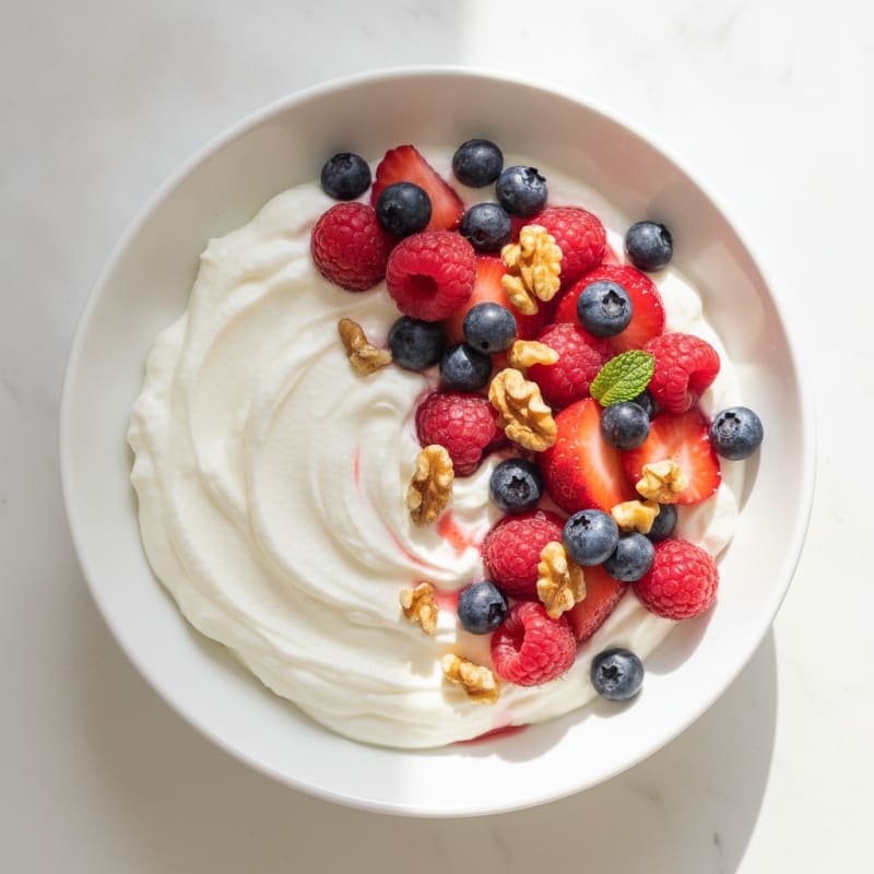 Silky Greek Yogurt Protein Mousse with Mixed Berries