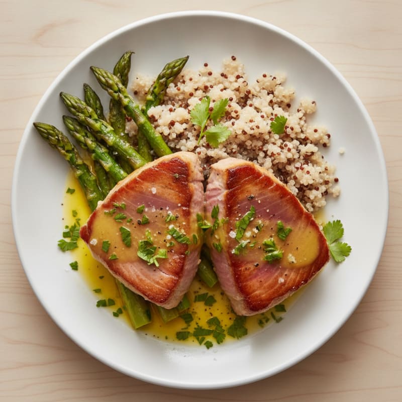 Seared Tuna with Lemon-Herb Sauce