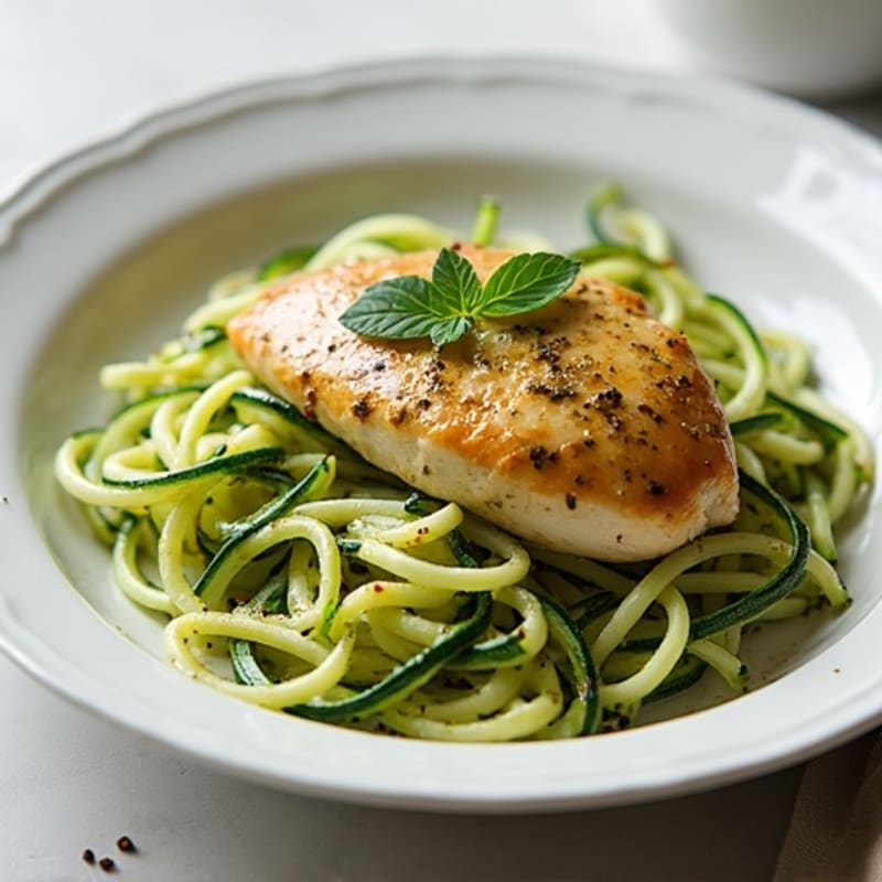 Creamy Pesto Chicken with Zucchini Noodles