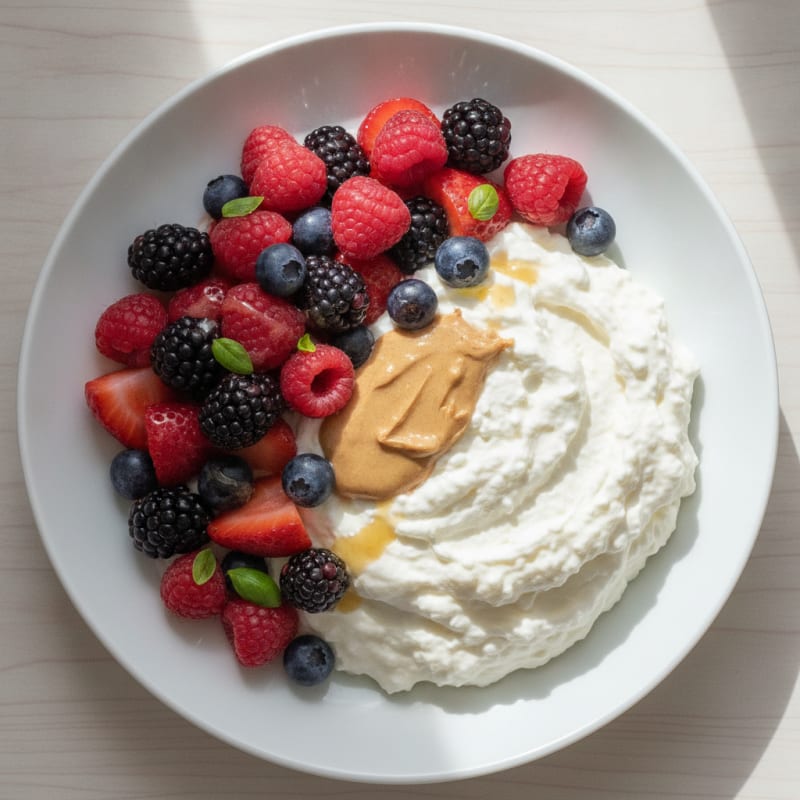 Silky Greek Yogurt Protein Mousse with Mixed Berries