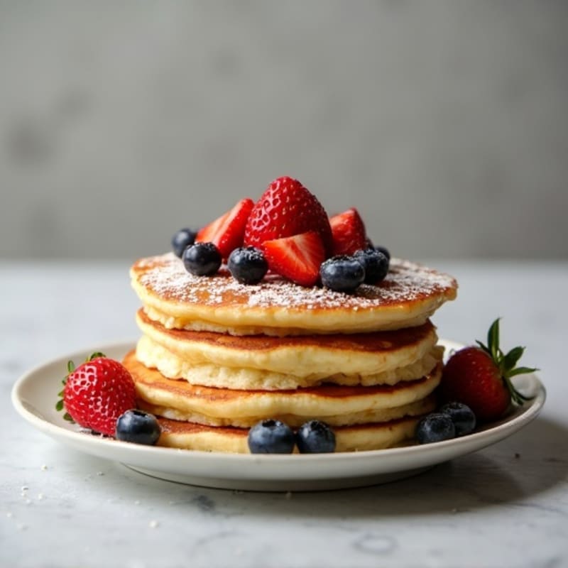 Fluffy Protein Pancakes with Fresh Berries