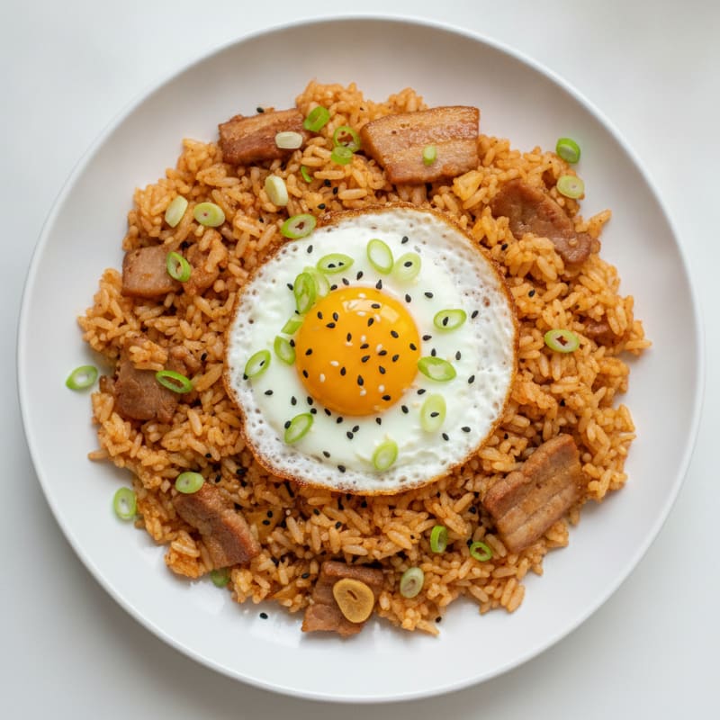 Kimchi Fried Rice with Pork Belly