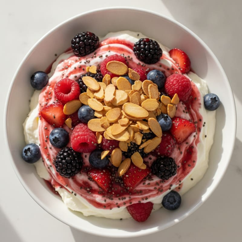 Silky Greek Yogurt Protein Mousse with Mixed Berries